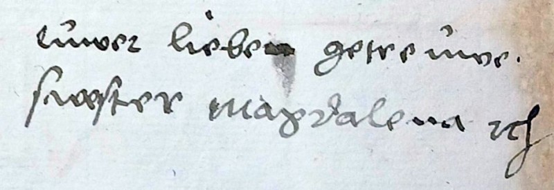 Unterschrift von Magdalene